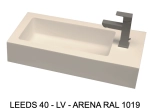 Lave-mains, sur mesure : L 50 à 80 x P 35 à 51 cm, finition lisse mate, 10 couleurs au choix, Anti bactérien, résine Akrytan® teinté dans la masse, Livraison Offerte.